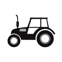 Black tractor icon with white details on white background