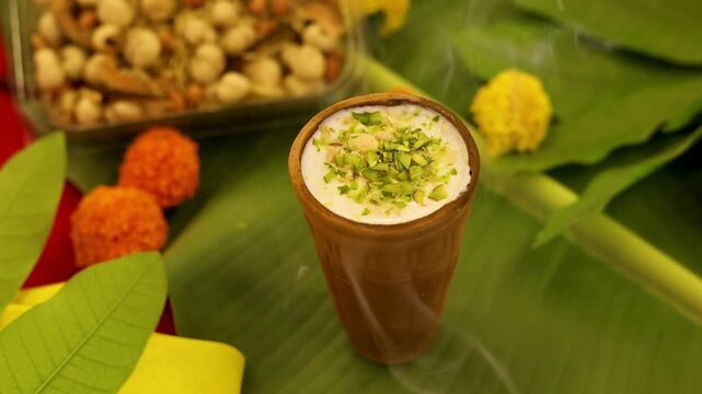 Authentic Indian cold drink made up of curd and milk called lassi