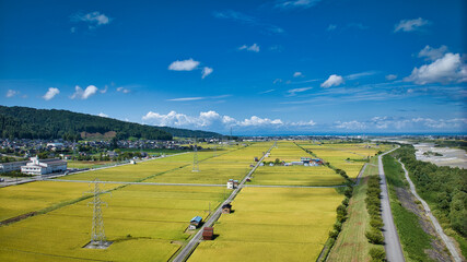 9月になった富山県の黒部川流域周辺の風景