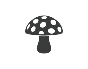 Dark Gray Silhouette of a Polka Dot Mushroom Icon fungi