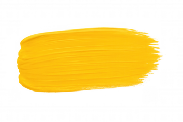 Vibrant yellow paint brush stroke isolated on transparent background, adding a touch of color to designs