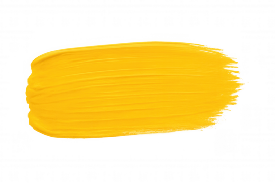 Vibrant yellow paint brush stroke isolated on transparent background, adding a touch of color to designs - Powered by Adobe