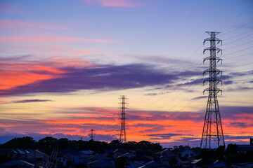 夕焼けに染まる街の風景