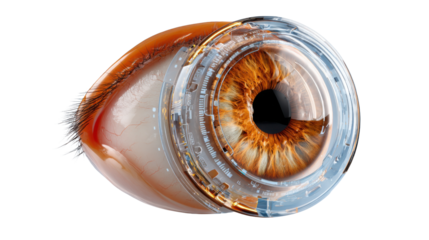 Close-Up of the Human Eye: An intricately detailed and stunning close-up captures the essence of human vision, showcasing the iris and pupil's unique color, the captivating interplay of light.