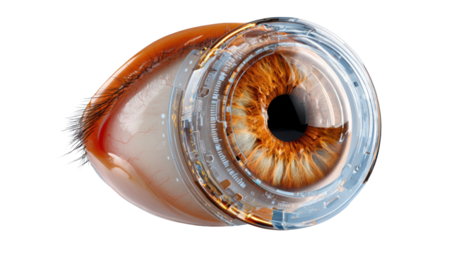 Close-Up of the Human Eye: An intricately detailed and stunning close-up captures the essence of human vision, showcasing the iris and pupil's unique color, the captivating interplay of light.