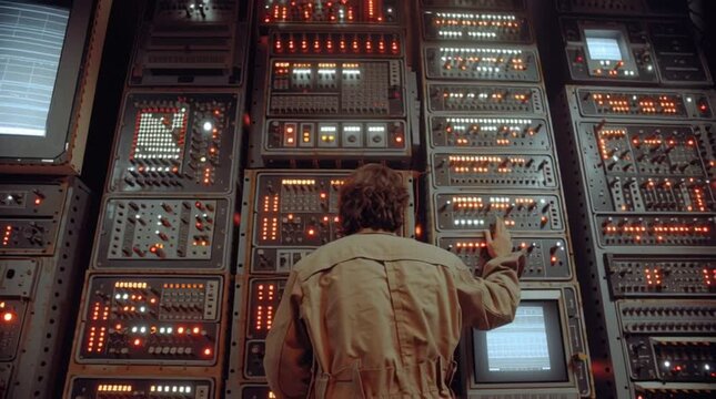 Technician Working on Retro Tech Control Panel