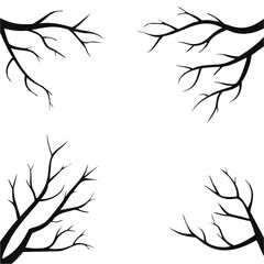 Four Corner Silhouettes of Bare Tree Branches winter