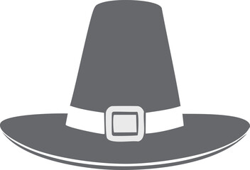 Pilgrim Hat Silhouette with Buckle Gray vector illustration