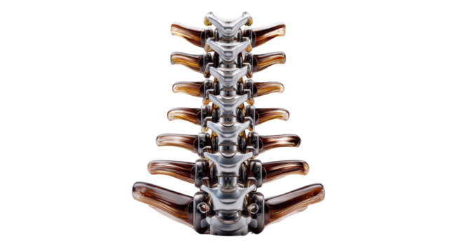 Human Spine: A close-up view of a meticulously crafted anatomical model of the human spine, showcasing its intricate structure and the complexities of the human body.
