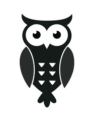 Stylized black owl silhouette with large eyes bird