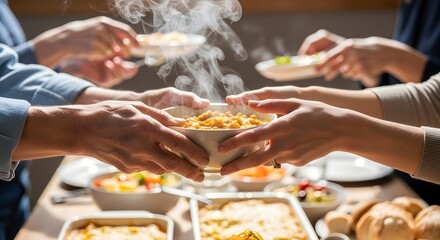 Family Sharing Delicious Thanksgiving Dinner.