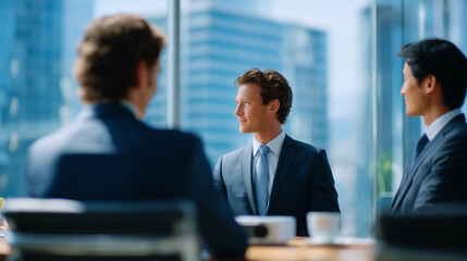 多国籍チームのビジネスミーティング風景（プレゼン 資料制作 Webデザイン）