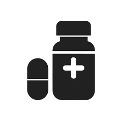 Obraz premium Illustration of a pill and medicine bottle on transparent background