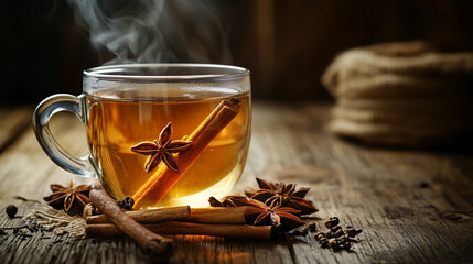Warm Spiced Herbal Tea with Cinnamon and Star Anise