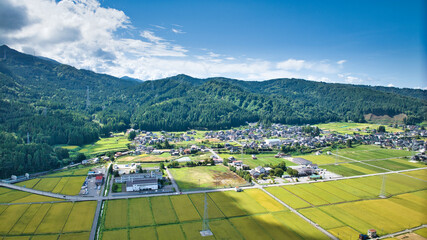 9月になった富山県の黒部川流域周辺の風景