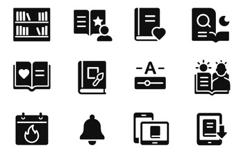 Cover reading icons vector settings synced books font library list virtual icon