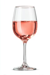 A stemmed glass filled with pale pink wine