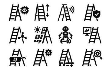 Vector robot icon predictive energy smart height reality innovations guide ladder voice