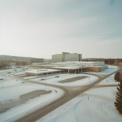 Fototapeta premium Modern and Futuristic Hospital Exteriors Collection – High-Definition, generated via ai