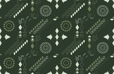 Futuristic boho geometric abstract in olive green and soft sage