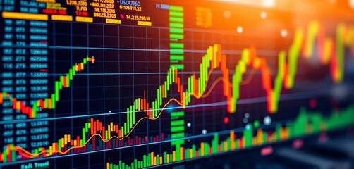 Financial charts overlaid on a desktop background, multiple exposures,  indices,  loss