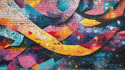 Fototapeta premium Urban Vibes: Colorful Brick Wall Mural