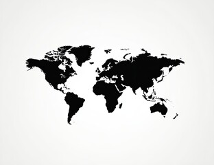 Simple black silhouette world map