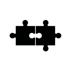 Three interconnected 3D jigsaw puzzle pieces form a successful solution, symbolizing business teamwork and the connection of a group idea