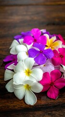 Vibrant floral arrangement on a dark wooden surface