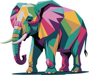 Abstract Elephant Silhouette with Gradient Landscape Fill Illustration