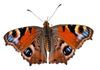 detailed peacock butterfly isolated on white background