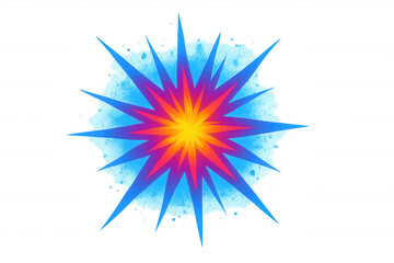 Vibrant star bursting with radiant light, transparent backdrop offering dynamic visual impact for design work