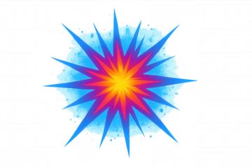 Vibrant star bursting with radiant light, transparent backdrop offering dynamic visual impact for design work