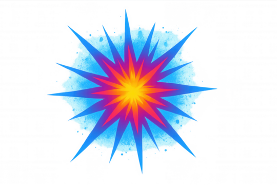 Vibrant star bursting with radiant light, transparent backdrop offering dynamic visual impact for design work - Powered by Adobe