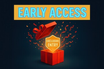 Fototapeta premium Early Access and Exclusive Entry offer banner, vibrant style, attention-grabbing retail discount promotion.