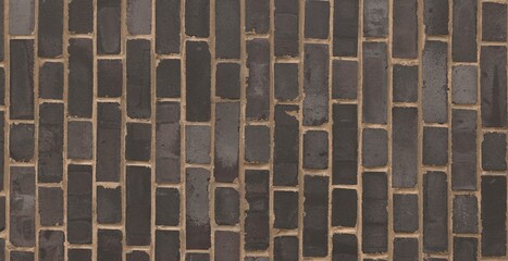 Obraz premium Rustic Industrial Brick Wall Texture with Mixed Black and Grey Bricks Background