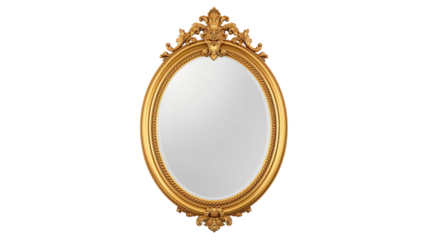 Ornate gold oval mirror with intricate floral embellishments elegant home decor accent