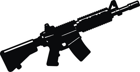 Sleek silhouette of a modern rifle on a clean white background