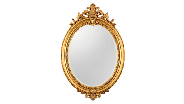 Ornate gold oval mirror with intricate floral embellishments elegant home decor accent