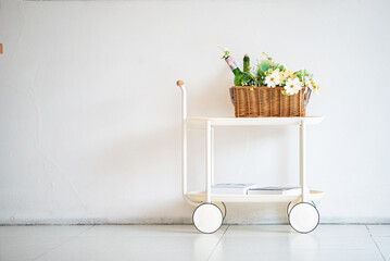 Stylish Cart with Flowers and Drinks © cookiecutter