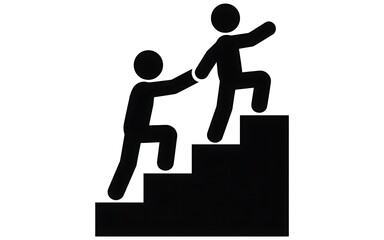 Silhouette of Helping Hand on Stairs assistance support