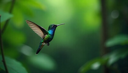 Fototapeta premium Vividly colored hummingbird in nature