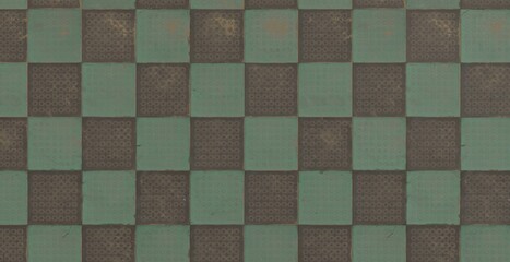High Quality Seamless Industrial Checkered Teal Metal Floor Texture
