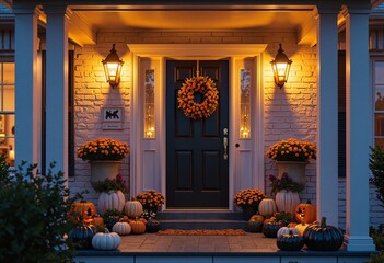 Front porch halloween decor after dark