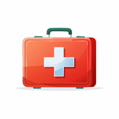 Obraz premium Red FirstAid Kit with White Cross Symbol.