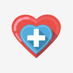 Obraz premium Red Heart Icon with White Cross Symbol.