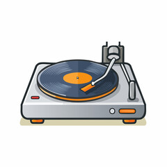 Fototapeta premium Retro Vinyl Record Player Illustration 1.