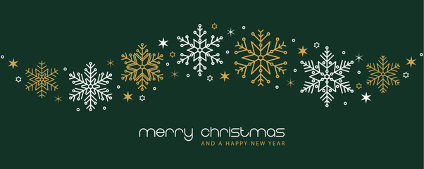 snowflakes and stars border red christmas card vector illustration