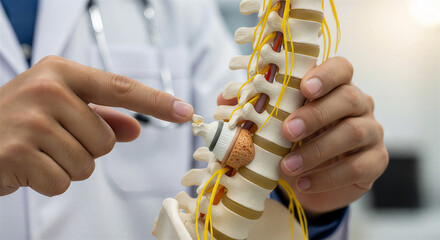 Healthcare Professional Explaining Anatomy Of A Human Spine