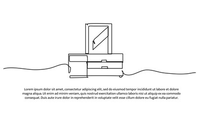 One line of dressing table. Abstract minimal continuous line.